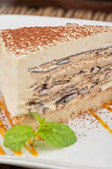 chocolate cake with jam ice cream