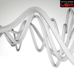 Abstract waves on a gray background. Vector design.