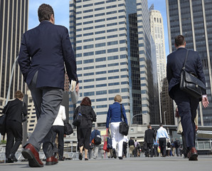 business people walking on the street