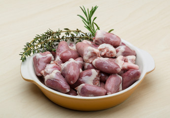 Raw chicken hearts