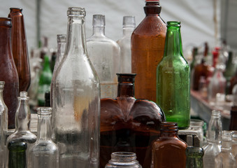 bottles at a flea market