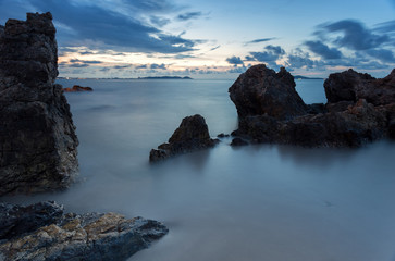 Beautiful sunset at the stone beach