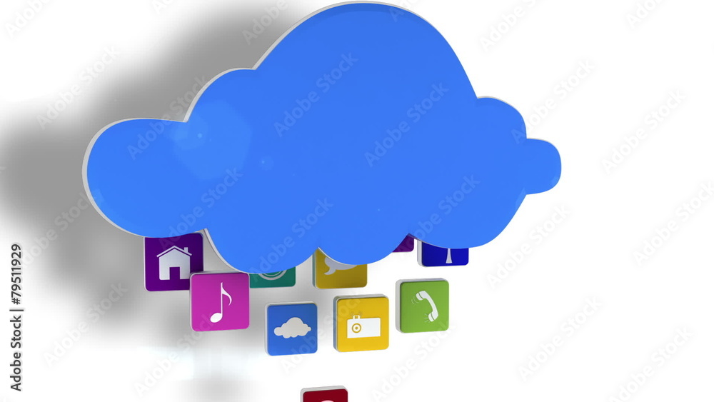 Poster App icons floating up to cloud