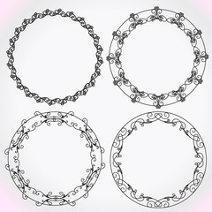 Vintage Decor - design elements, thin line - vector set. Vector