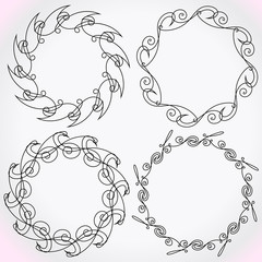 Vintage Decor - design elements, thin line - vector set. Vector