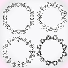 Vintage Decor - design elements, thin line - vector set. Vector