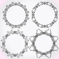 Vintage Decor - design elements, thin line - vector set. Vector