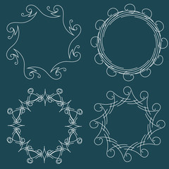 Vintage Decor - design elements, thin line - vector set. Vector
