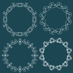 Vintage Decor - design elements, thin line - vector set. Vector