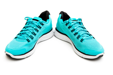 blue running shoes