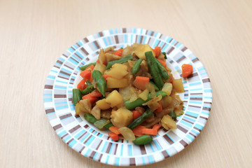 Plate with vegetable stew