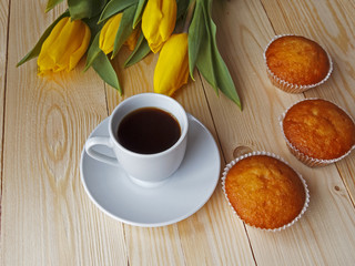 coffee and muffins on the table