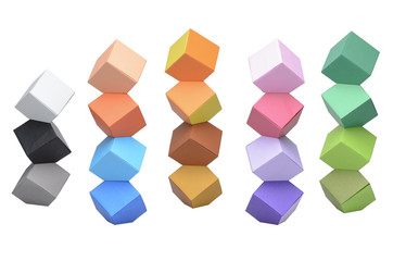 Origami Columbus Towers, varicolored cubes