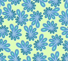 Fototapeta na wymiar Abstract background with blue and green asymmetric fowers