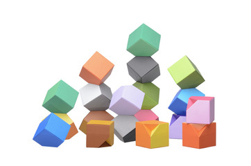 Fototapeta premium Origami Columbus Towers, varicolored cubes