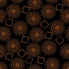 Dark seamless background with orange star patterns