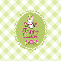 Happy Easter card with bunny in vector.