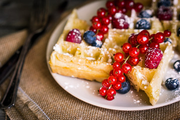 Waffles with berries