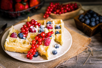 Waffles with berries