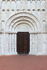 Fototapeta na wymiar Entrance of Santa Maria della Piazza church in Ancona, Italy