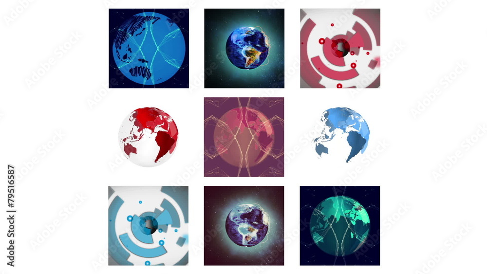 Poster Different screens showing global graphics