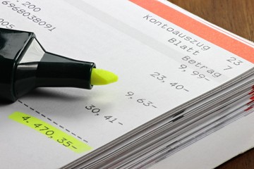 Kontoauszug mit negativem Kontostand