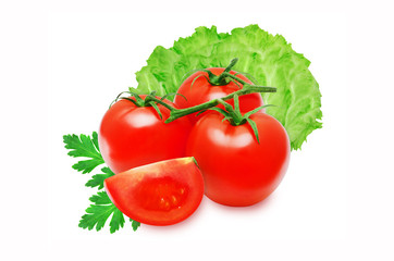 Fresh red tomatoes on isolated white backround