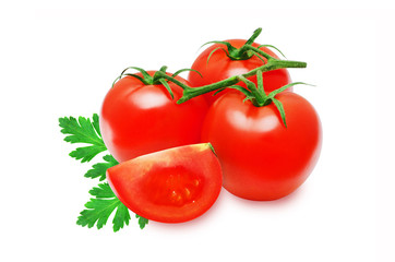 Fresh red tomatoes on isolated white backround