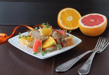 salad with chicken, orange and grapefruit