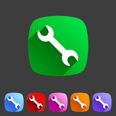 Wrench badge flat icon sign set symbol