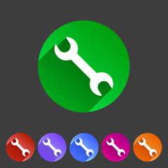 Wrench badge flat icon sign set symbol