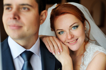 Fototapeta na wymiar Portrait of the bride and groom close