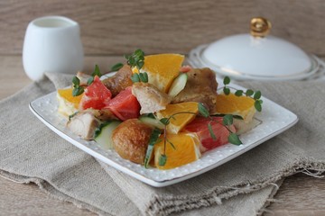 salad with chicken, orange and grapefruit