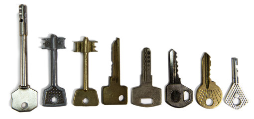keys of various form, on a white background