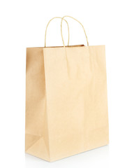 Shopping paper bag isolated on white