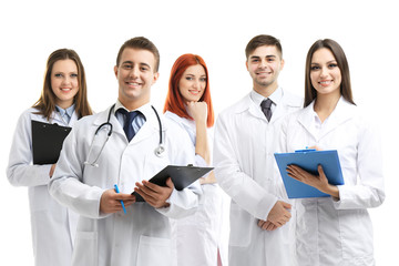 Medical workers isolated on white