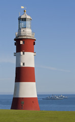 Lighthouse and Warships - Plymouth Hoe