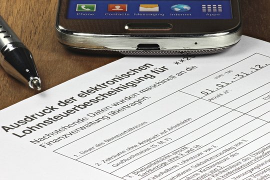 Ausdruck der elektronischen Lohnsteuerbescheinigung