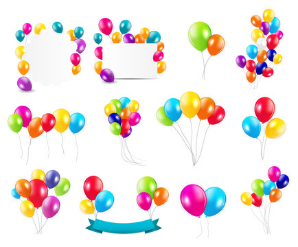 Color Glossy Balloons  Mega Set Vector Illustration