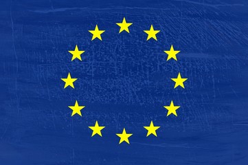 Flag of European Union on wood texture background