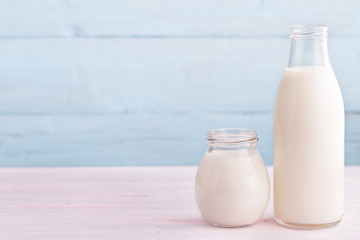 Milk and yogurt at right side