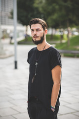 young handsome bearded hipster man