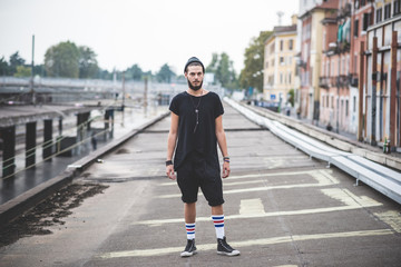 Naklejka premium young handsome bearded hipster man