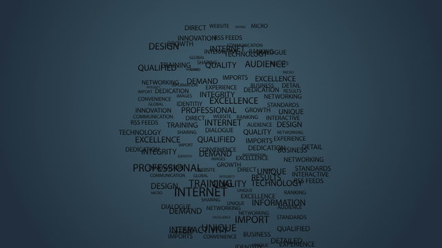 Business buzzwords in shape of head