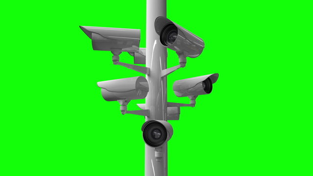 CCTV cameras against green screen