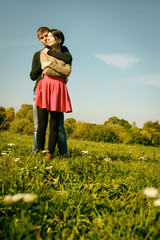 modern European couple of hipsters in love have fun