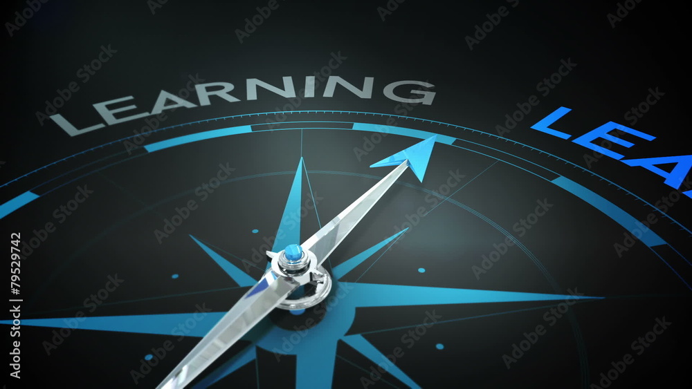 Poster compass pointing to learning