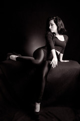 Woman in Black and White Sexy Pose