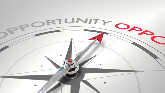 Compass pointing to opportunity