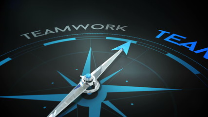 Compass pointing to teamwork - Powered by Adobe